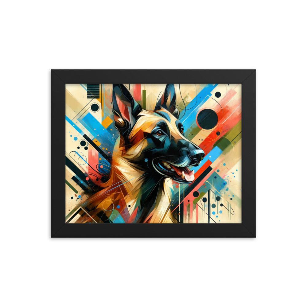 Geometric Belgian Malinois Abstract Art Framed Poster - Oh Posters