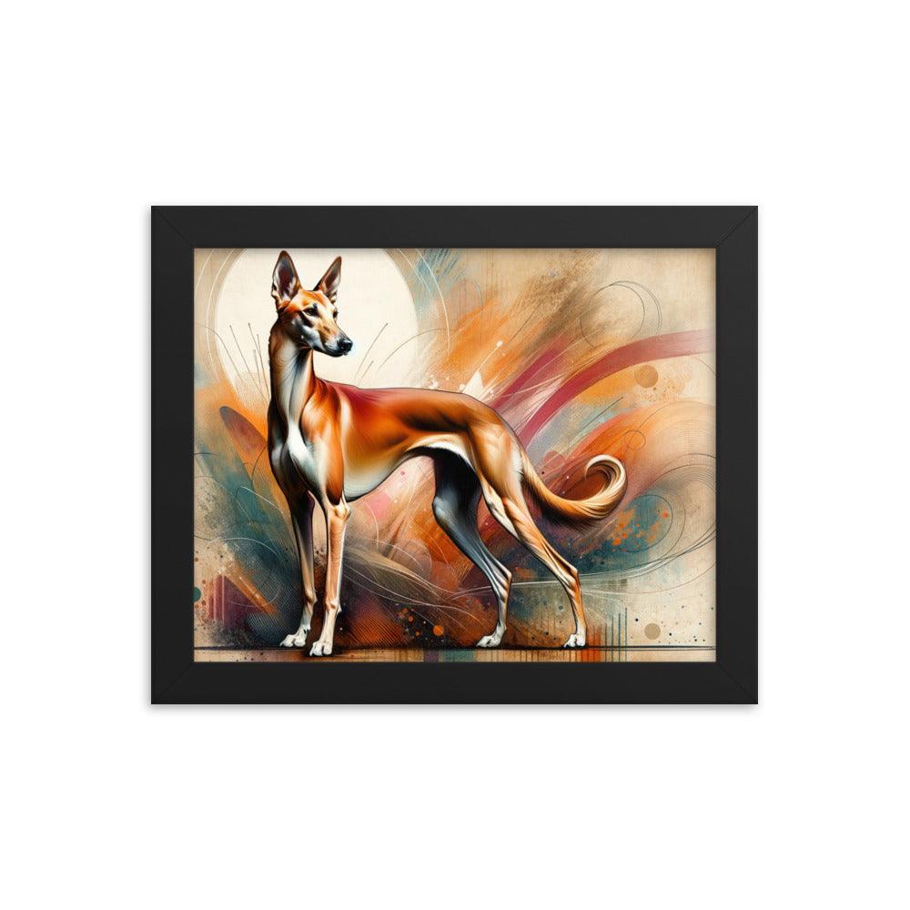 Graceful Azawakh Dog Art: Tall, Slender Build in Noble Pose, Warm Textured Background Framed Poster - Oh Posters