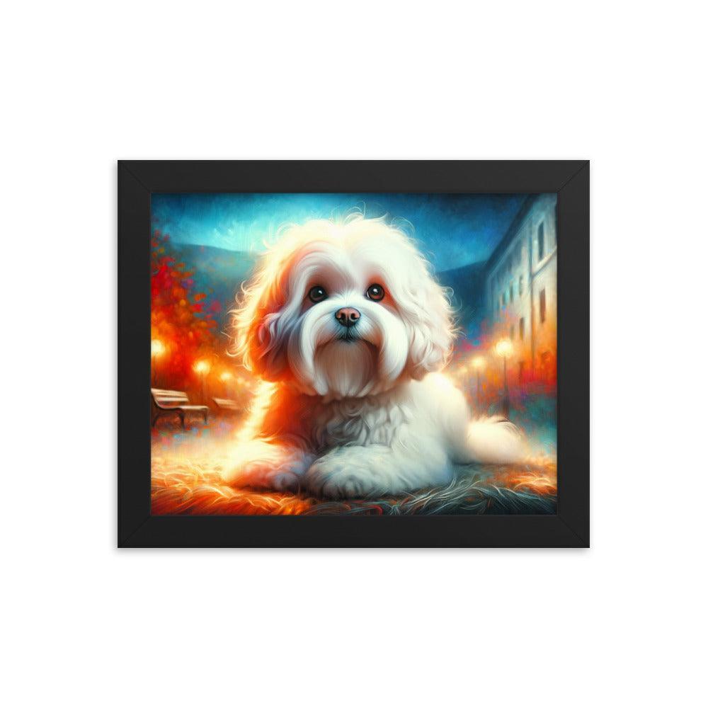 Enchanted Evening Bolognese Dog Dreamy Art Framed Poster - Oh Posters