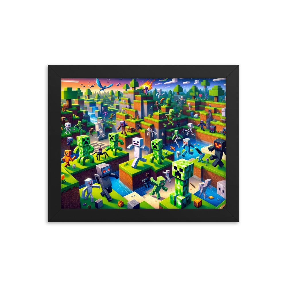 Minecraft Adventure Dynamic Character Action Framed Poster - Oh Posters