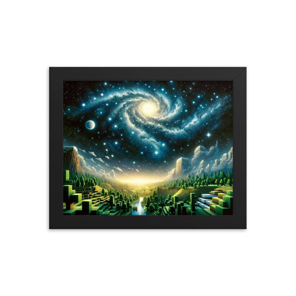 Galactic Spiral Minecraft Universe Digital Art Framed Poster - Oh Posters