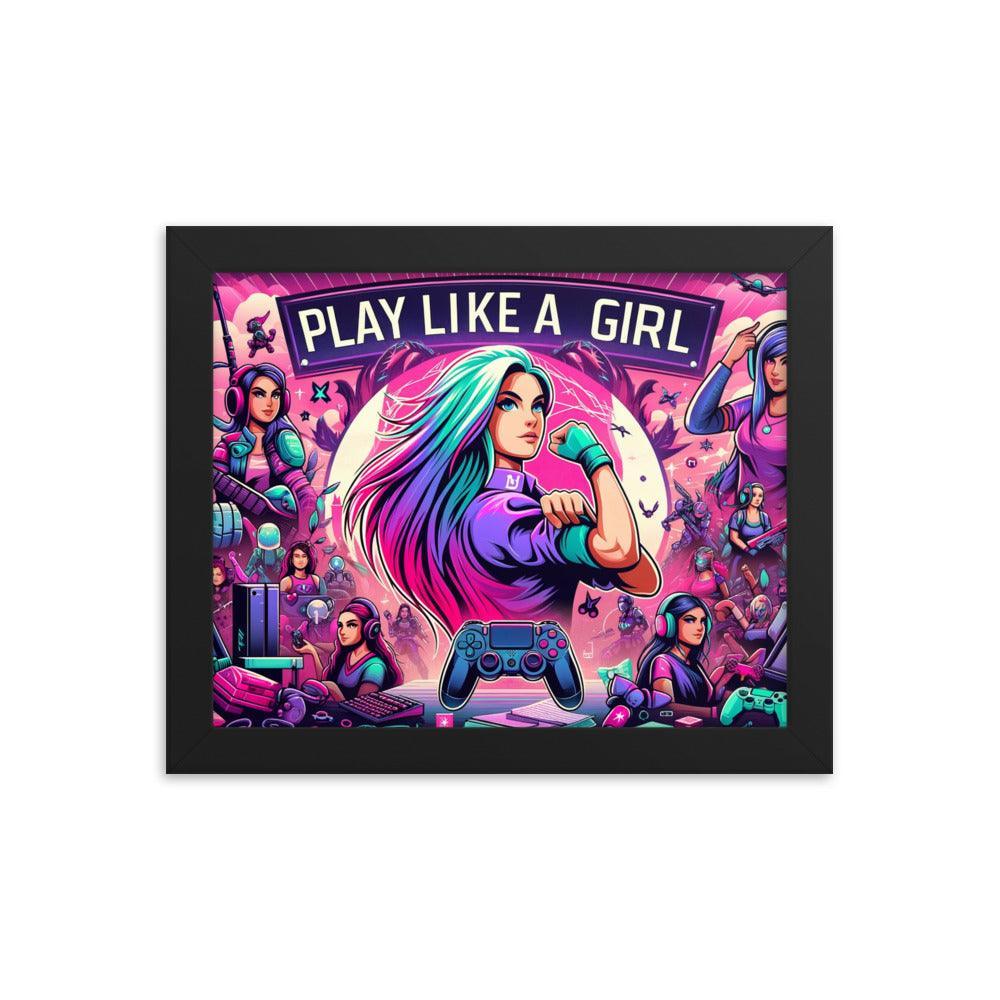 Gamer Girl Power Empowerment Art Framed Poster - Oh Posters