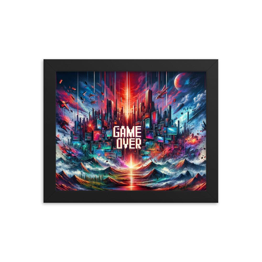 Gaming Apocalyptic Sci-Fi Cityscape Game Over Framed Poster - Oh Posters