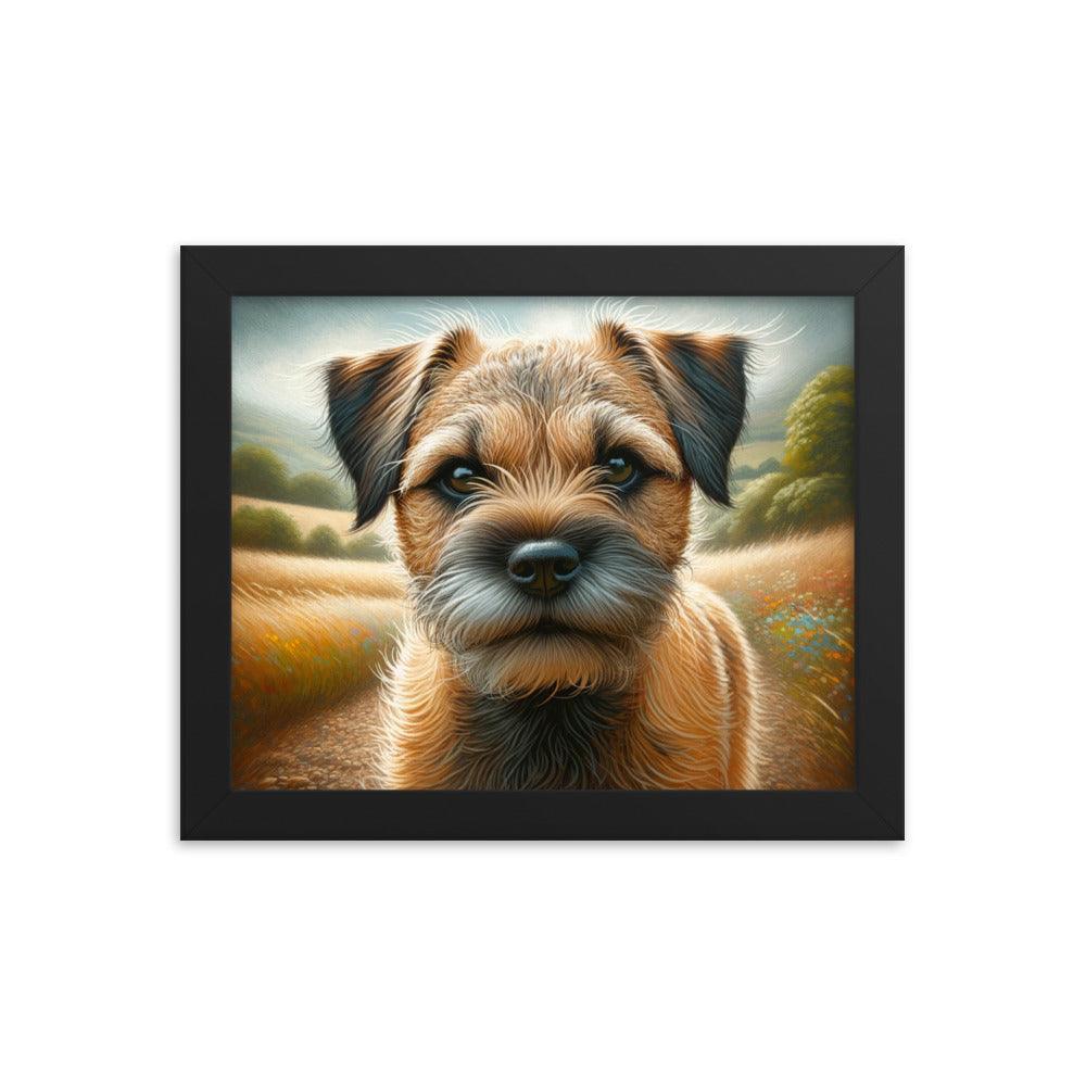 Border Terrier Golden Fields Gentle Gaze Art Framed Poster - Oh Posters