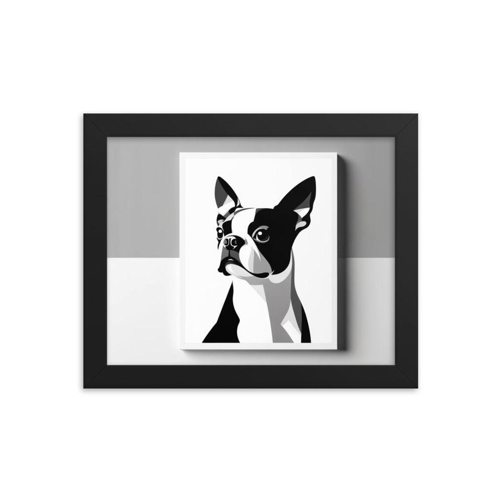 Boston Terrier Abstract Minimalist Art Framed Poster - Oh Posters