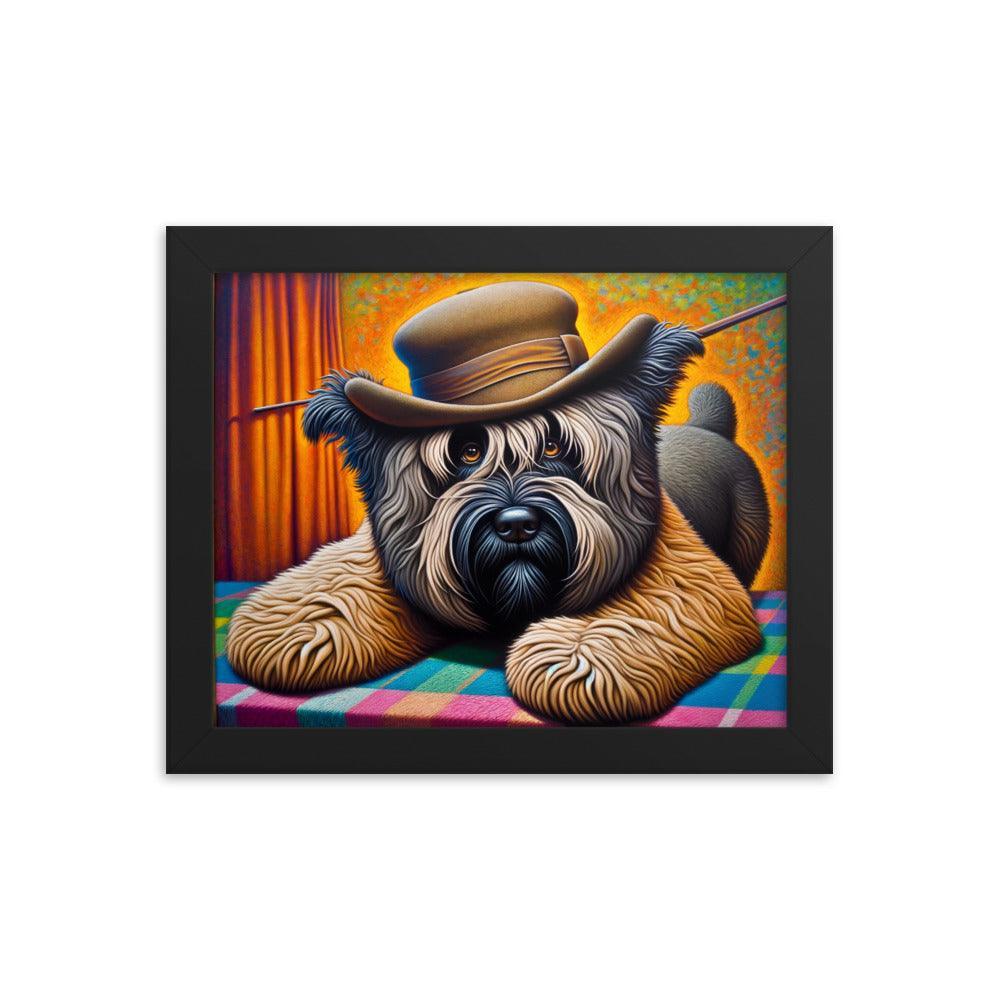 Bouvier Des Flandres Cowboy Hat Quirky Portrait Framed Poster - Oh Posters