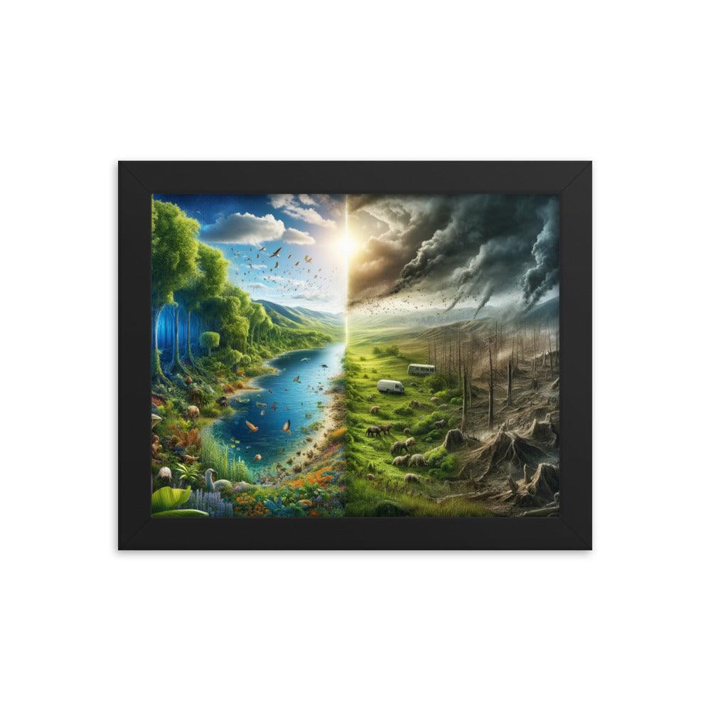 Climate Contrast Environmental Awareness Framed Poster - Oh Posters