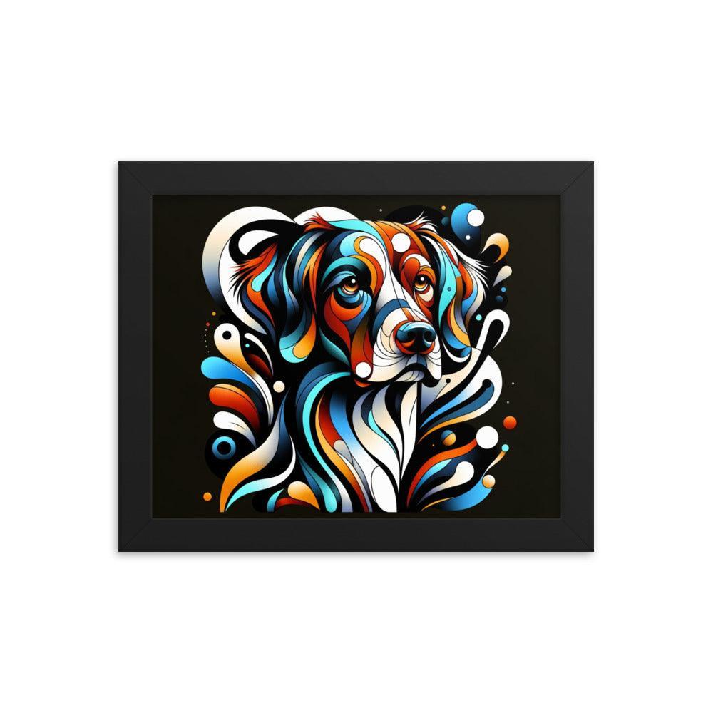 Brittany Dog Modern Abstract Art with Bold Colors and Dynamic Shapes Framed Poster - Oh Posters