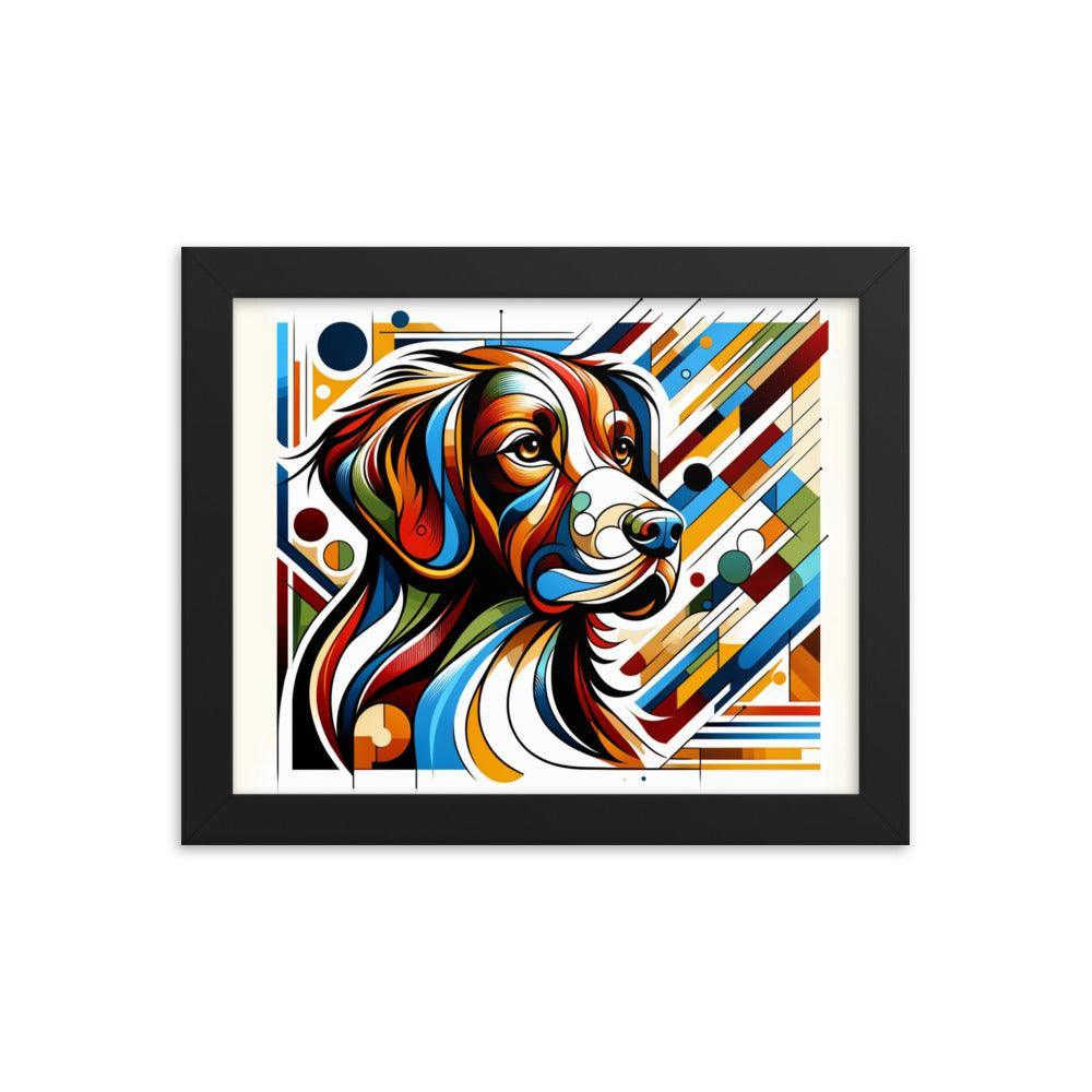 Brittany Dog Art in Abstract Modern Form with Bold Colors Framed Poster - Oh Posters