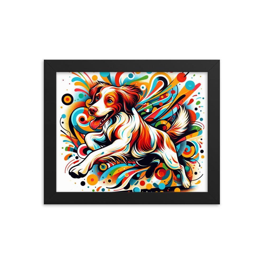 Brittany Spaniel Dynamic Swirls Abstract Art Framed Poster - Oh Posters