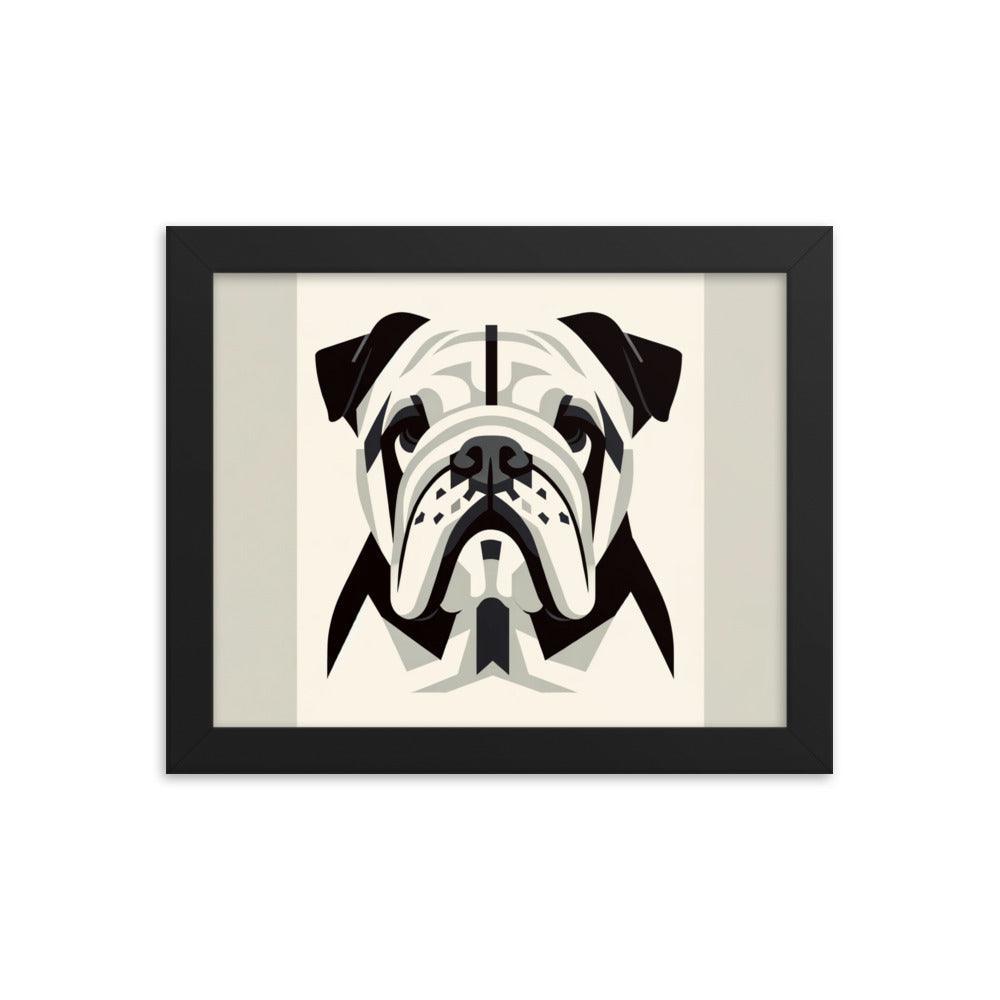 English Bulldog Minimalist Design with Geometric Shapes Framed Poster - Oh Posters