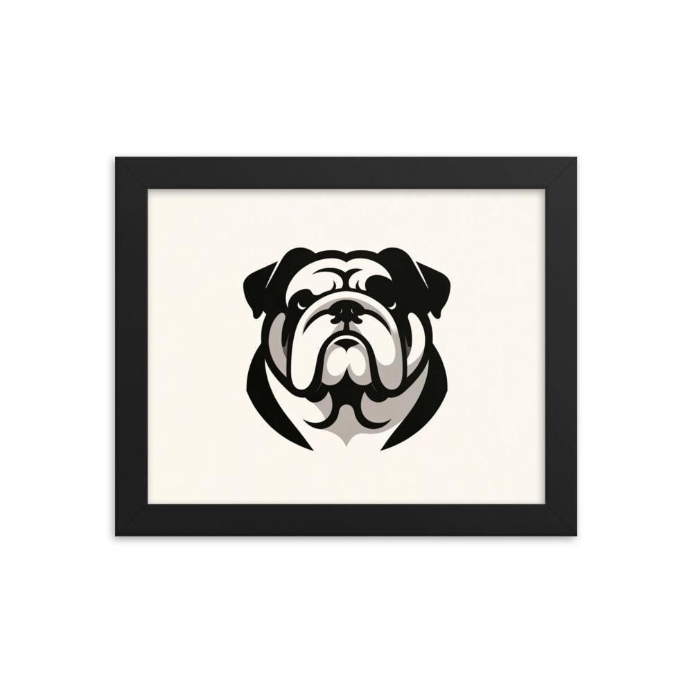 English Bulldog Minimalist Art with Clean Lines and Monochrome Palette Framed Poster - Oh Posters