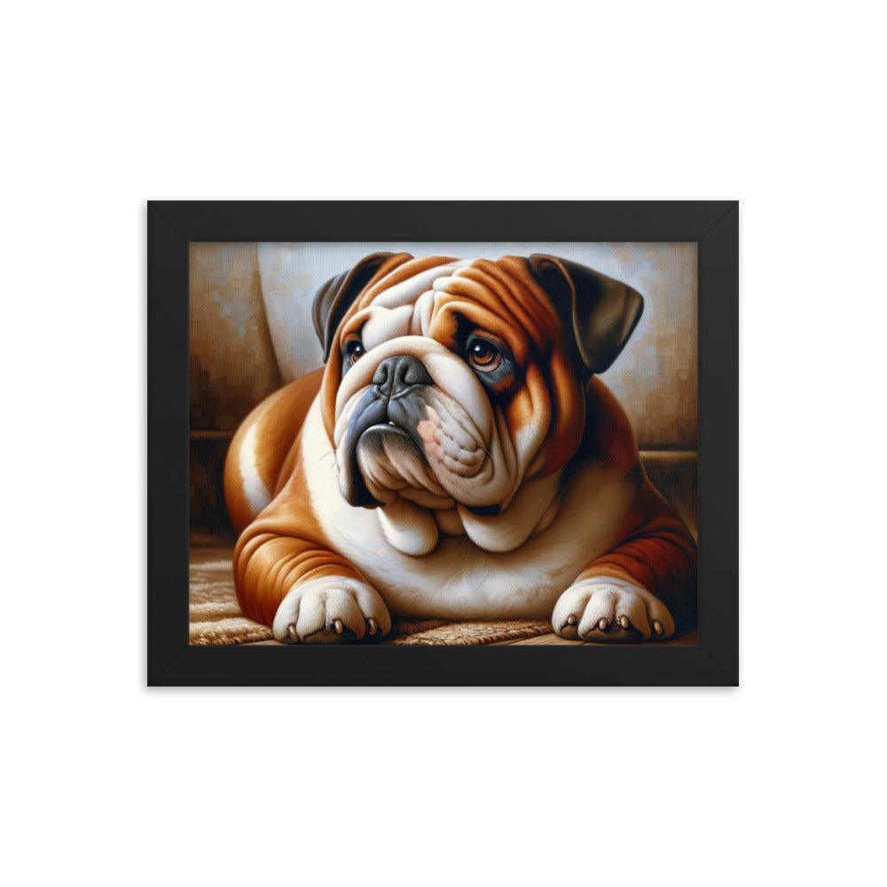 English Bulldog Elegance in Rich Colors with Simple Background Framed Poster - Oh Posters