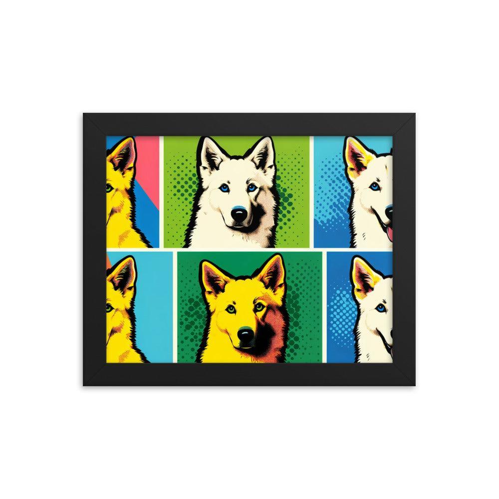 Canaan Dog Pop Art Series with Colorful Panels Framed Poster - Oh Posters