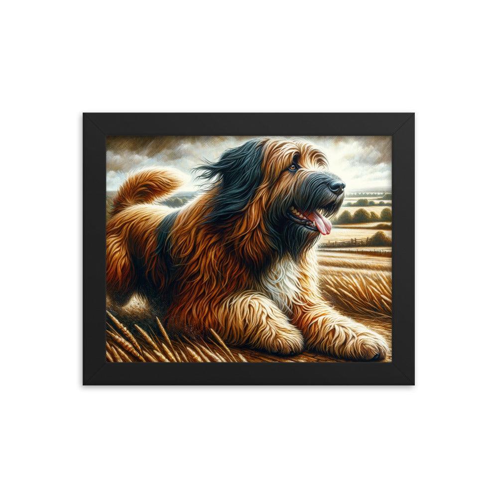 Catalan Sheepdog in Countryside Landscape Framed Poster - Oh Posters