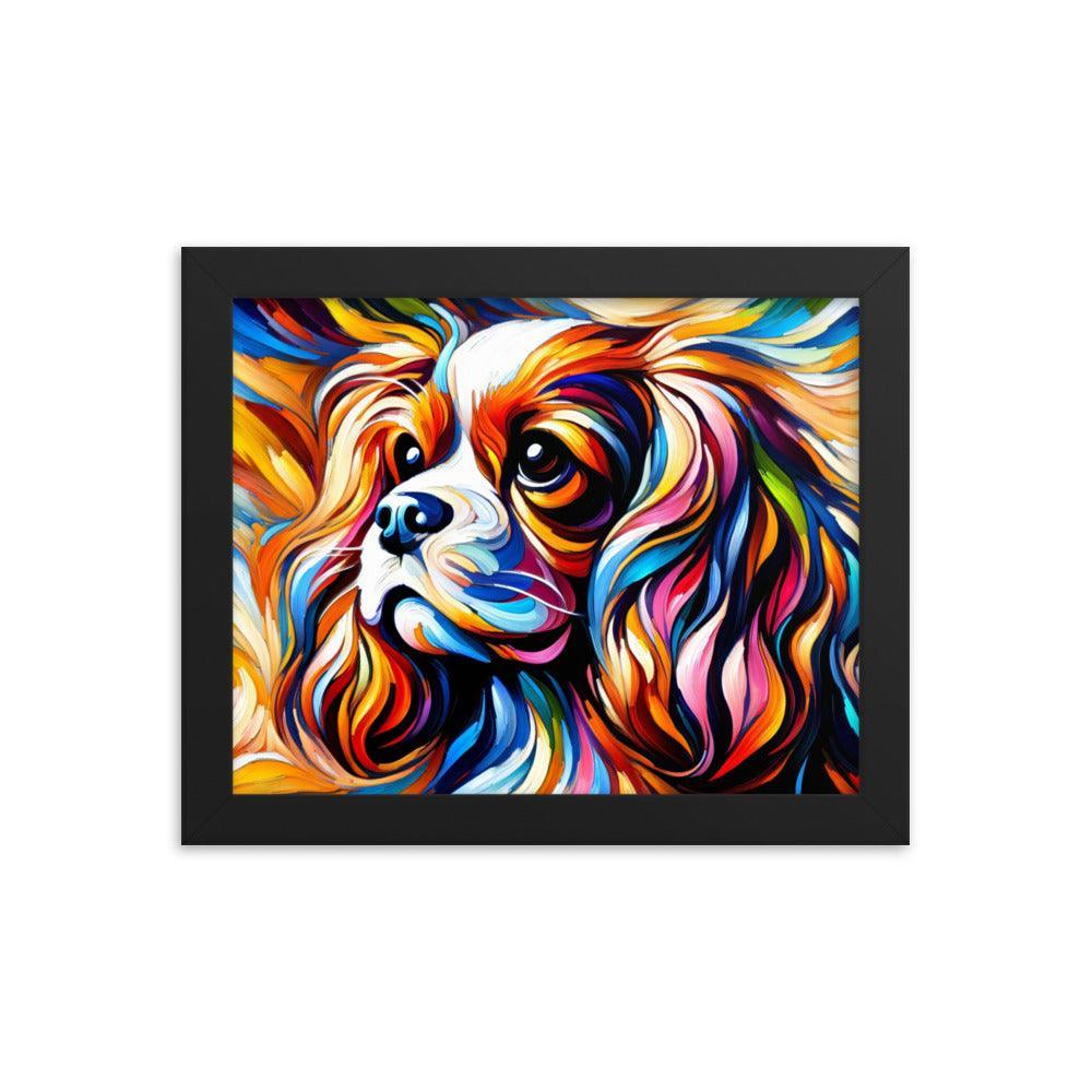 Cavalier King Charles Spaniel in Fauvism Bold Hues and Expressive Brushstrokes Framed Poster - Oh Posters