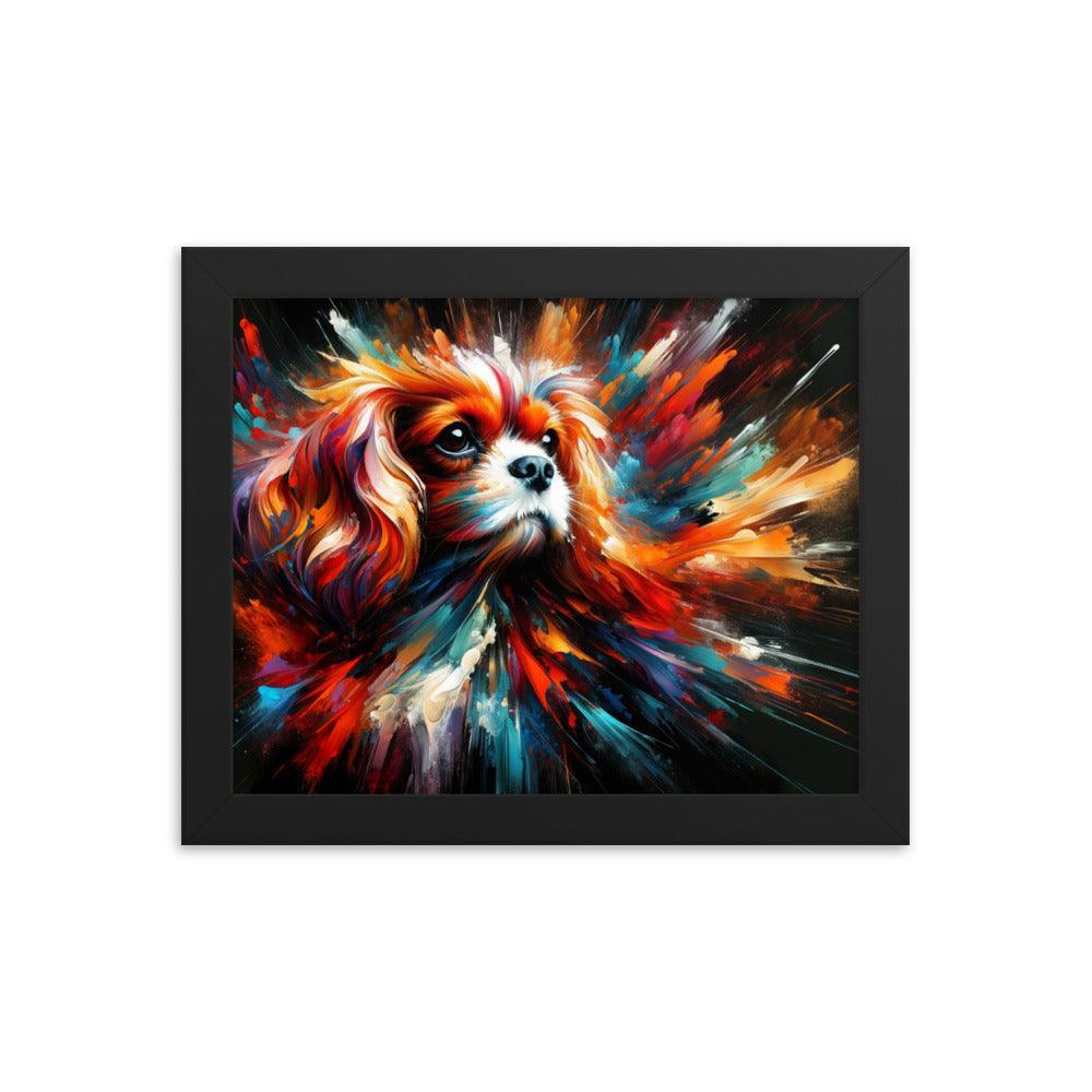 Cavalier King Charles Spaniel Abstract Brush Strokes and Intense Vibrant Colors Framed Poster - Oh Posters