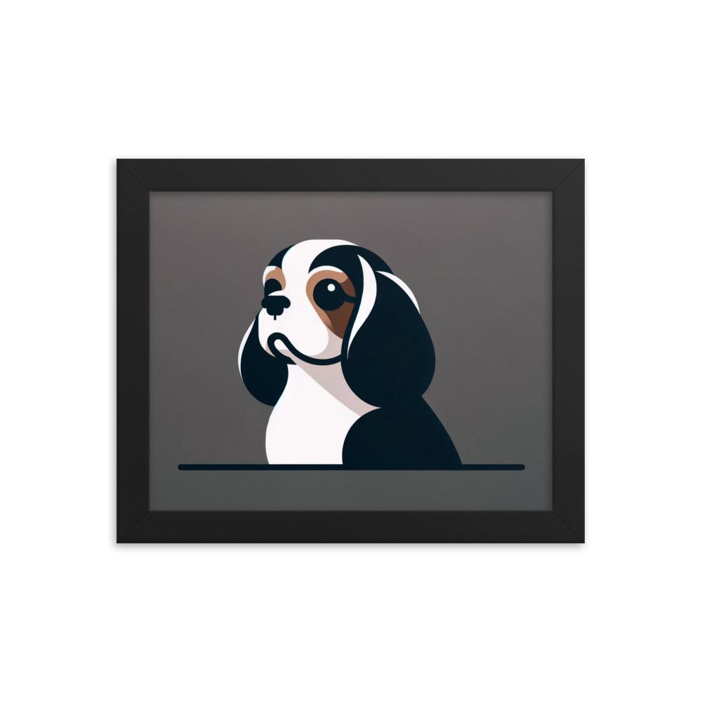 Cavalier King Charles Spaniel Minimalist Portrait Framed Poster - Oh Posters