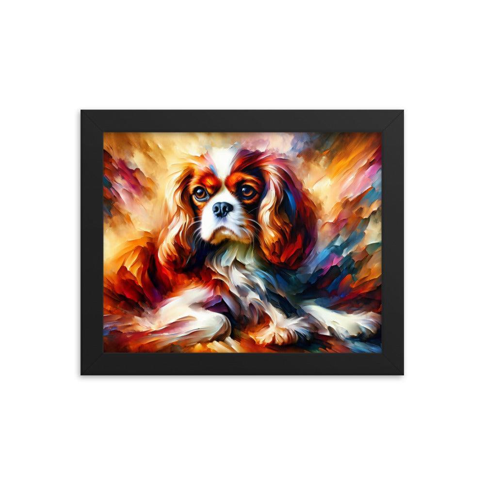 Cavalier King Charles Spaniel Vivid Brush Painting Framed Poster - Oh Posters