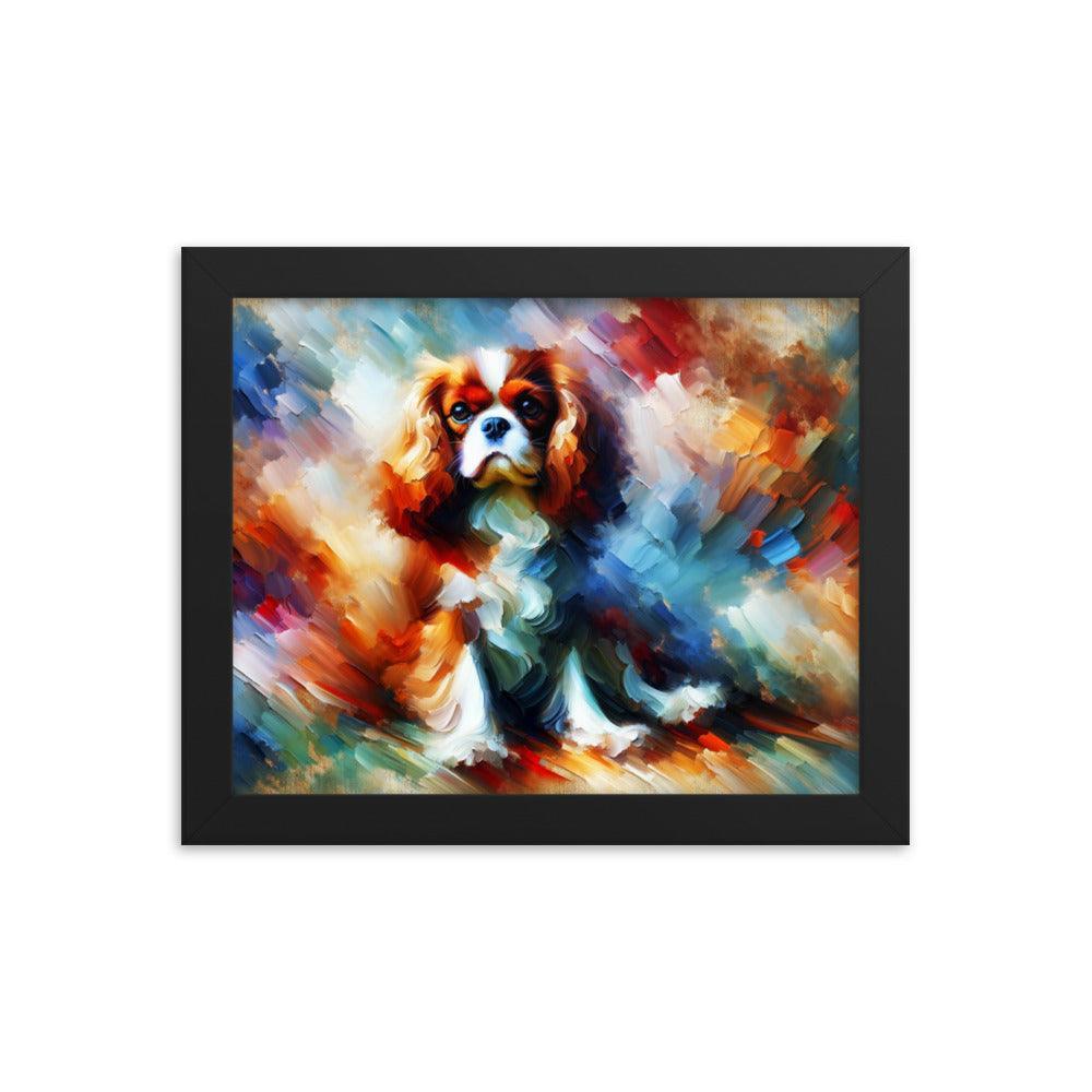 Cavalier King Charles Spaniel Abstract Expressionism Painting Framed Poster - Oh Posters