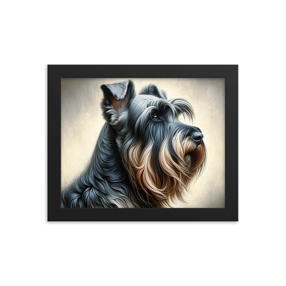 Cesky Terrier Realistic Portrait and Subtle Brushed Background Framed Poster - Oh Posters