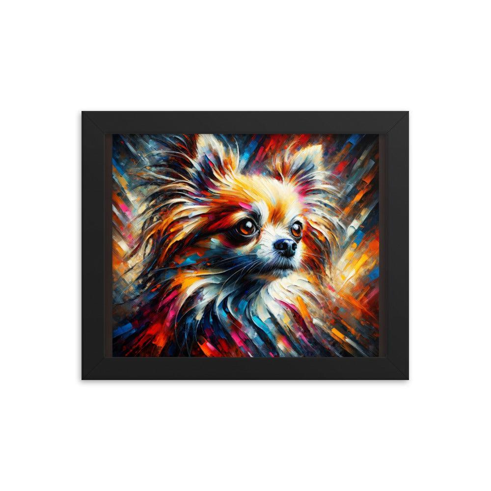 Long Coat Chihuahua Burst Art with Bold Brushstrokes and Intense Colors Framed Poster - Oh Posters