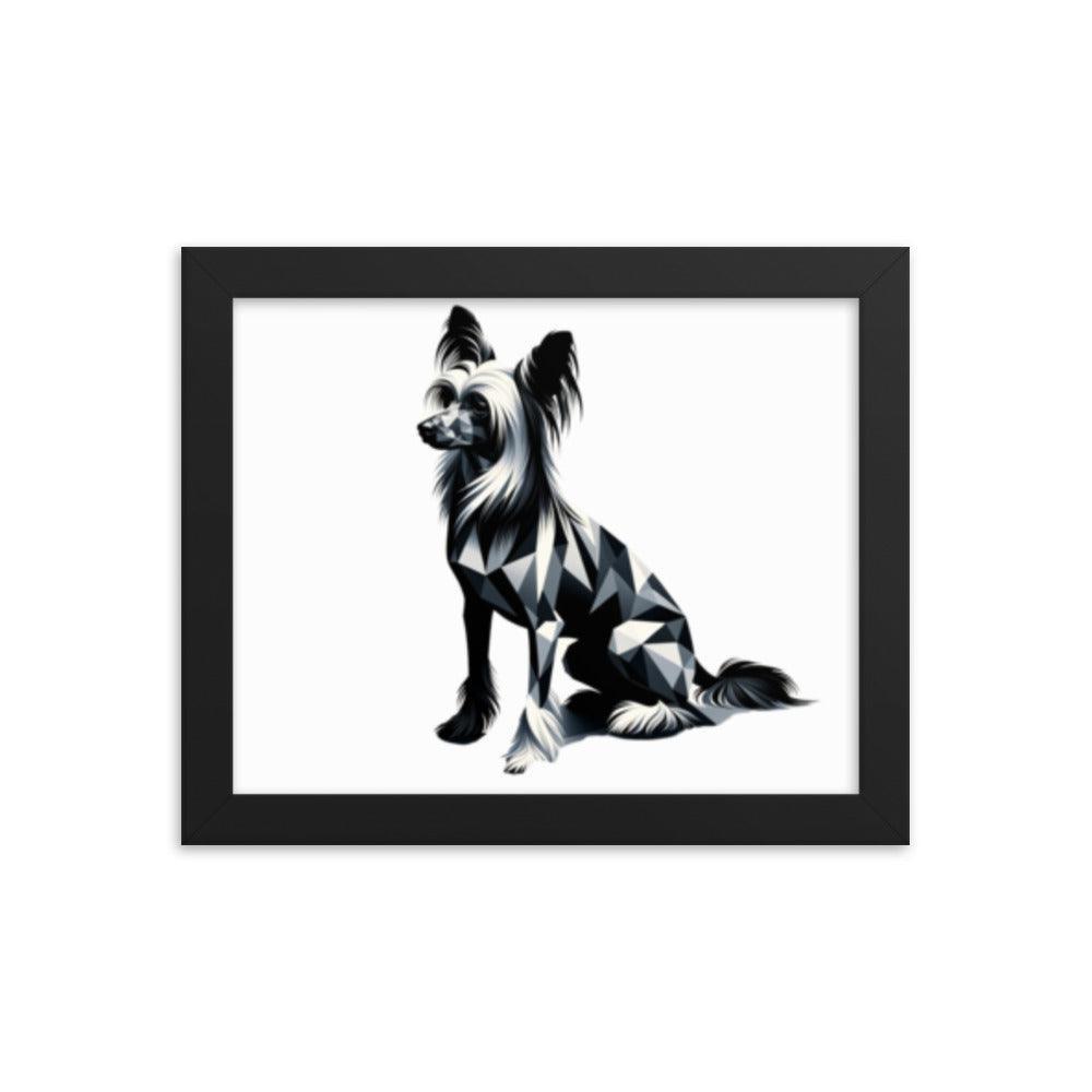 Chinese Crested Dog in Geometric Shadows Sleek Design Framed Poster - Oh Posters