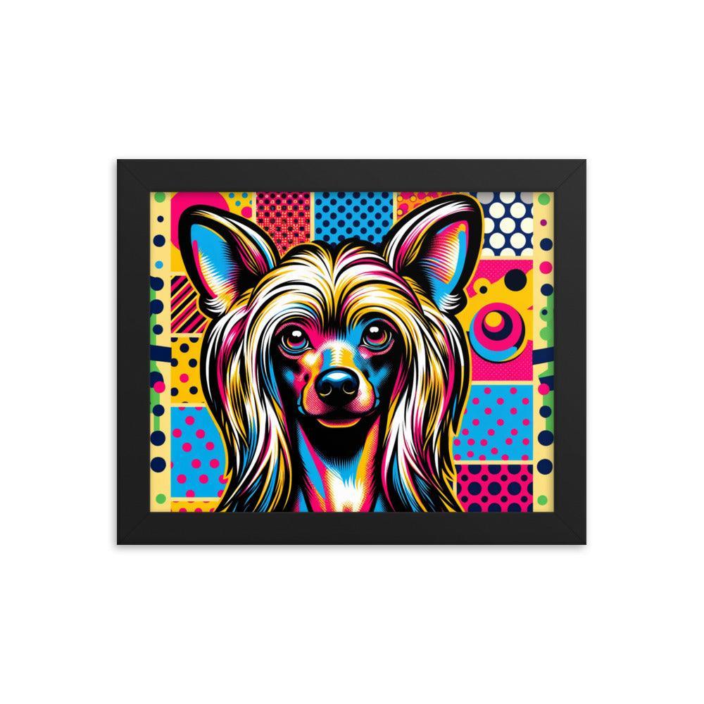 Chinese Crested Dog Pop Art in Bright Graphic Style Framed Poster - Oh Posters