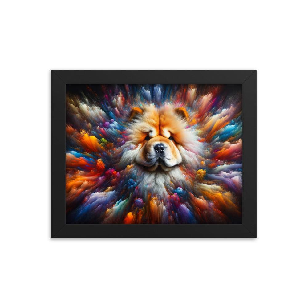 Chow Chow Abstract Burst of Vibrant Colors and Shapes Framed Poster - Oh Posters