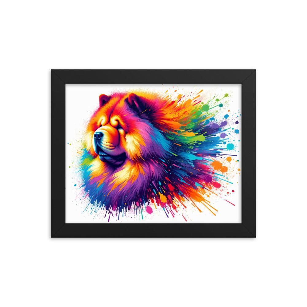 Chow Chow Rainbow Splatter Dynamic Spectrum Framed Poster - Oh Posters