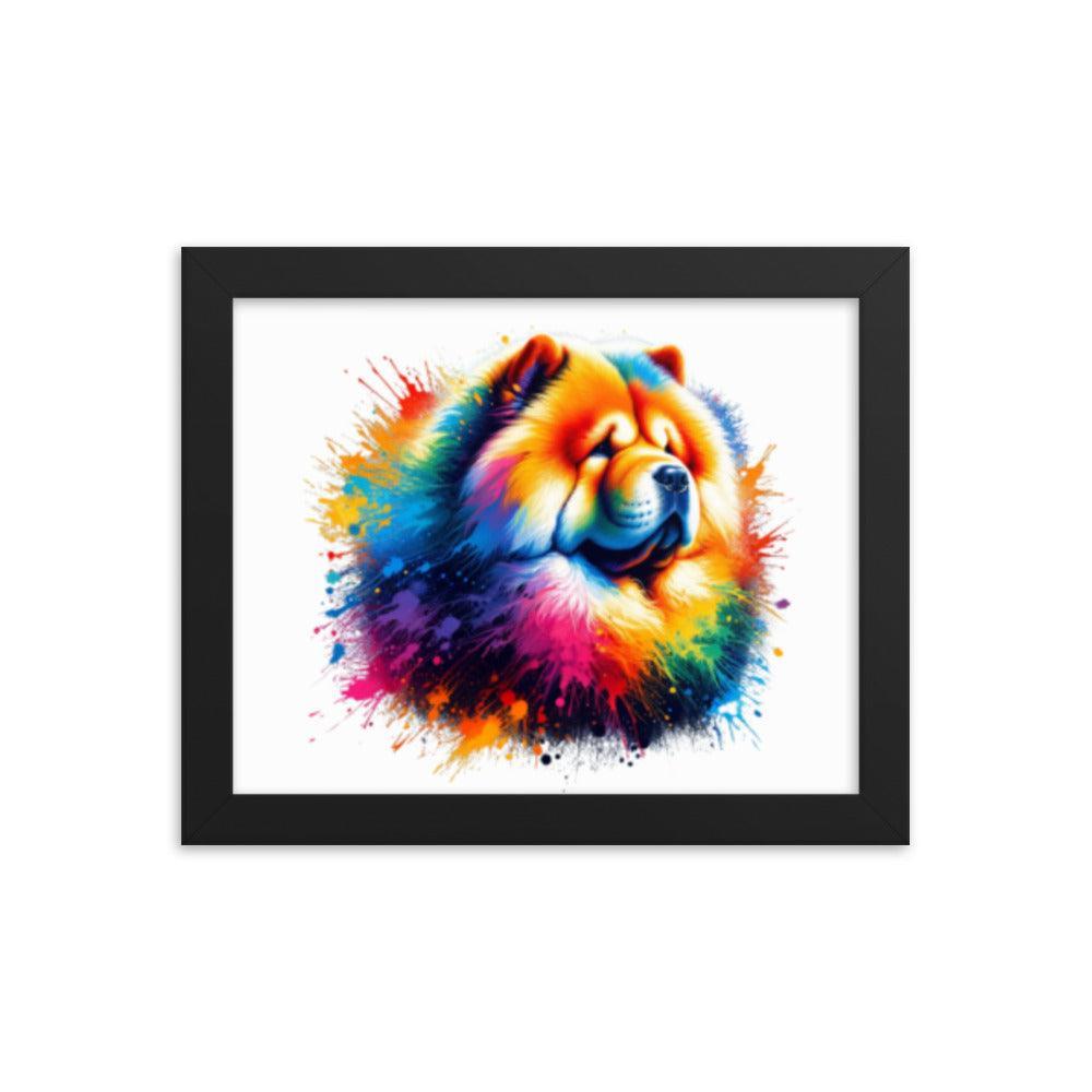 Chow Chow in Rainbow Splatter Abstract Dynamic Colors Framed Poster - Oh Posters