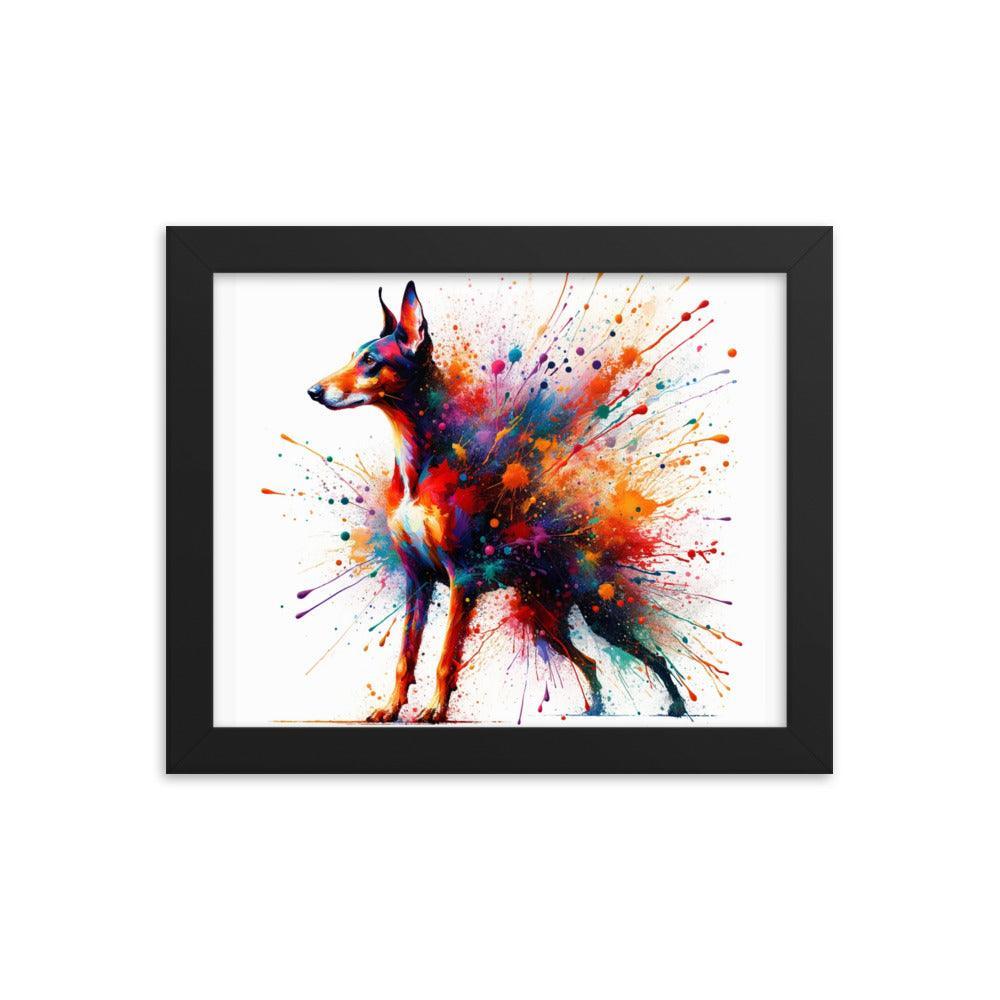 Cirneco dell'Etna Splatter Art with Vibrant Colors Framed Poster - Oh Posters