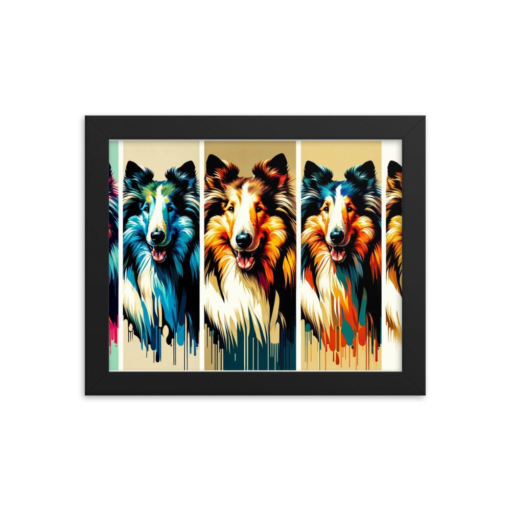 Rough Collie Dog Online Art Montage Vibrant Modern Styles Framed Poster - Oh Posters