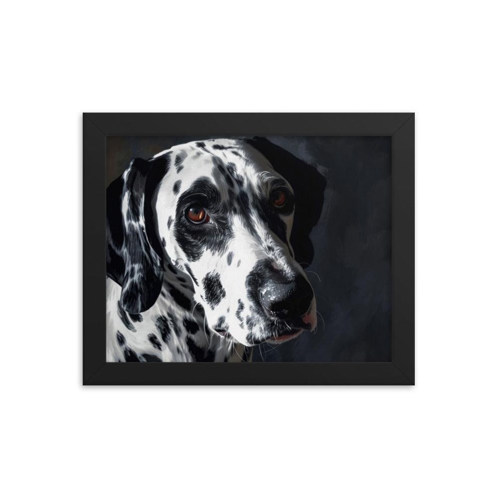 Dalmatian Dark Elegance Dog Portrait Framed Poster - Oh Posters