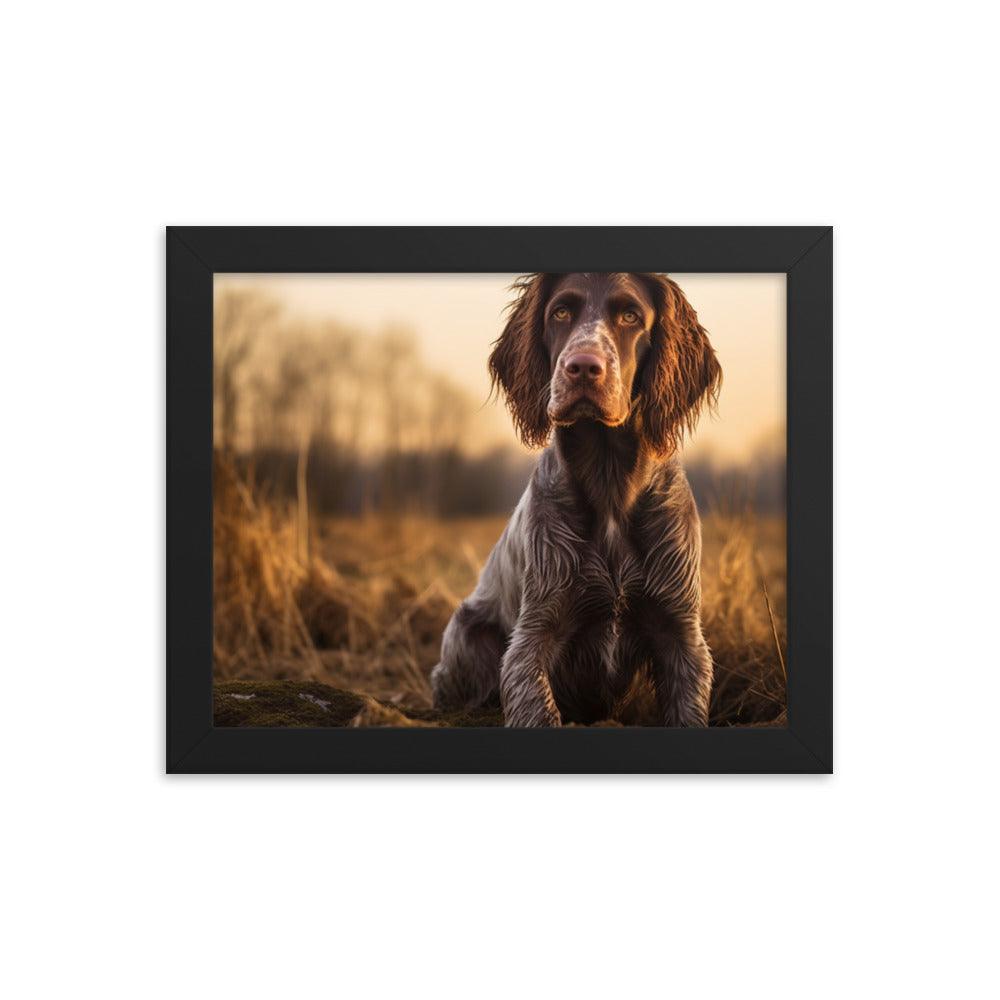 German Longhaired Pointer Golden Hour Outdoor Framed Poster - Oh Posters