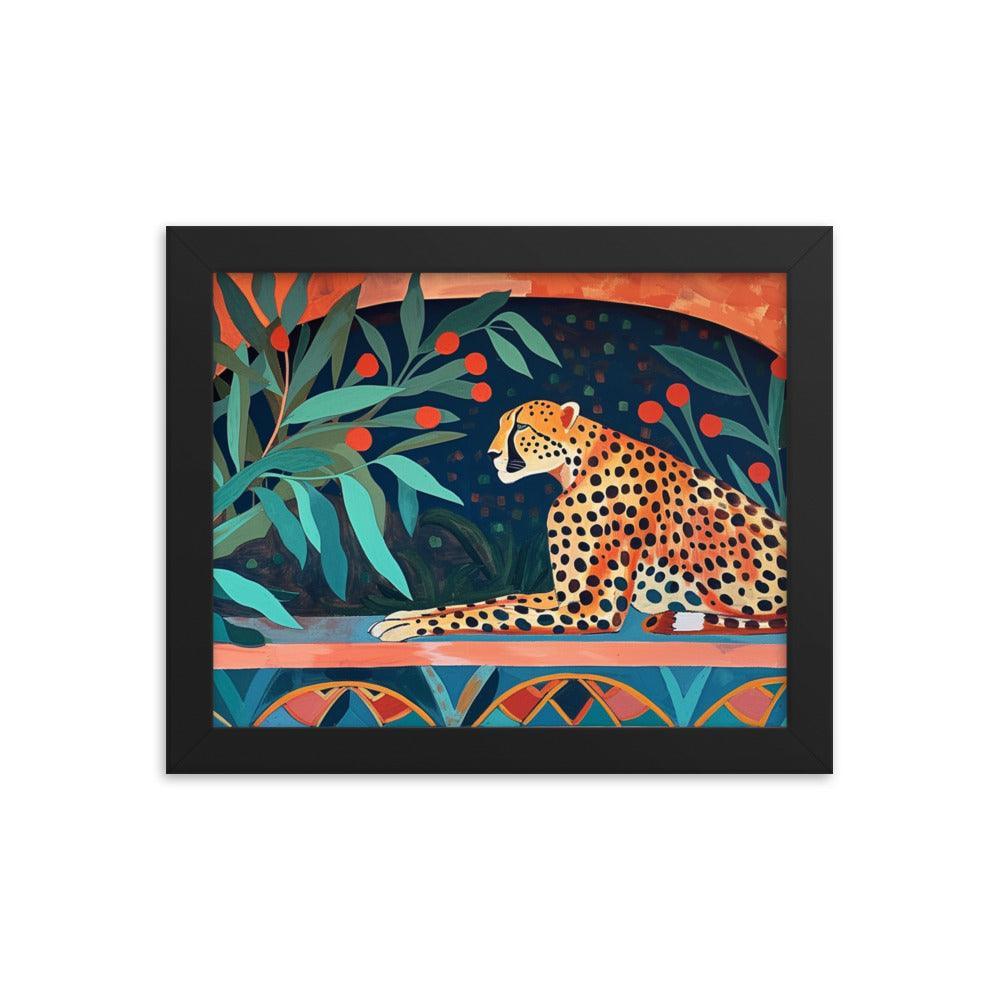 Cheetah Resting in Archway Botanical Art Framed Poster - Oh Posters