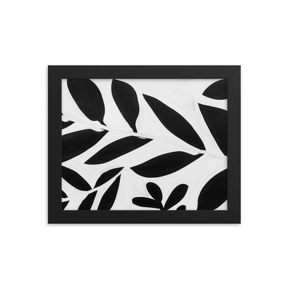 Textured Leaf Contrast Silhouette Monochrome Painting Framed Poster - Oh Posters