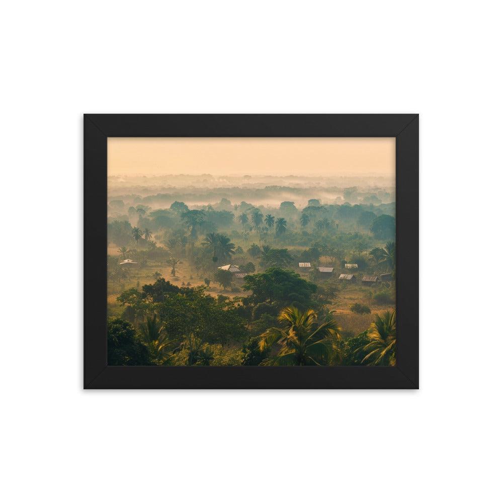 Early Morning Fog Over Benin Village Digital Art Framed Poster - Oh Posters