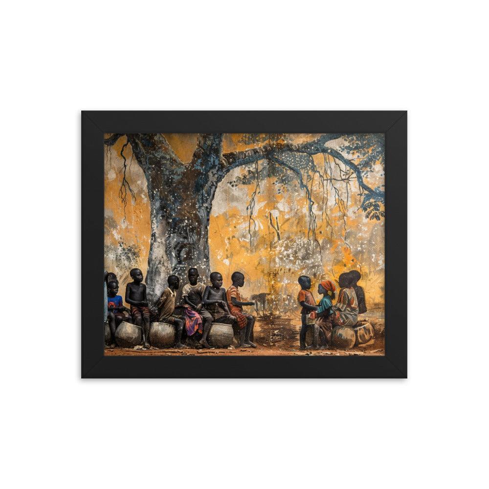 Central African Children Under Baobab Tree Vintage Framed Poster - Oh Posters