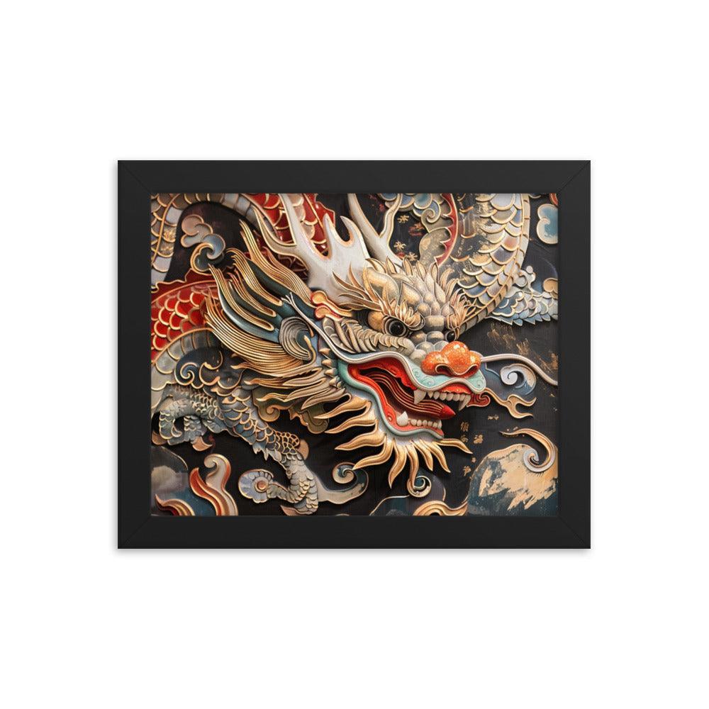 China Classic Dragon Sculpture Artwork Framed Poster - Oh Posters