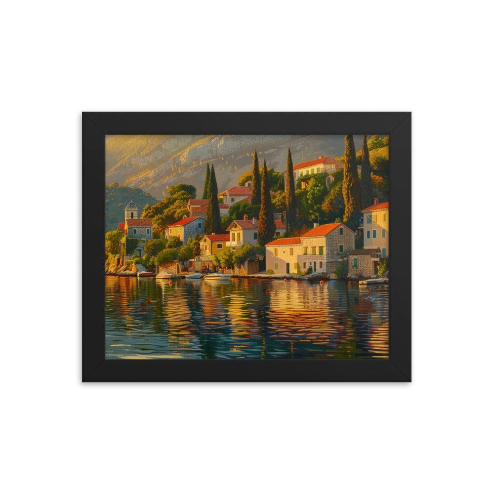 Croatia Golden Sunset Over Coastal Village Art Framed Poster - Oh Posters