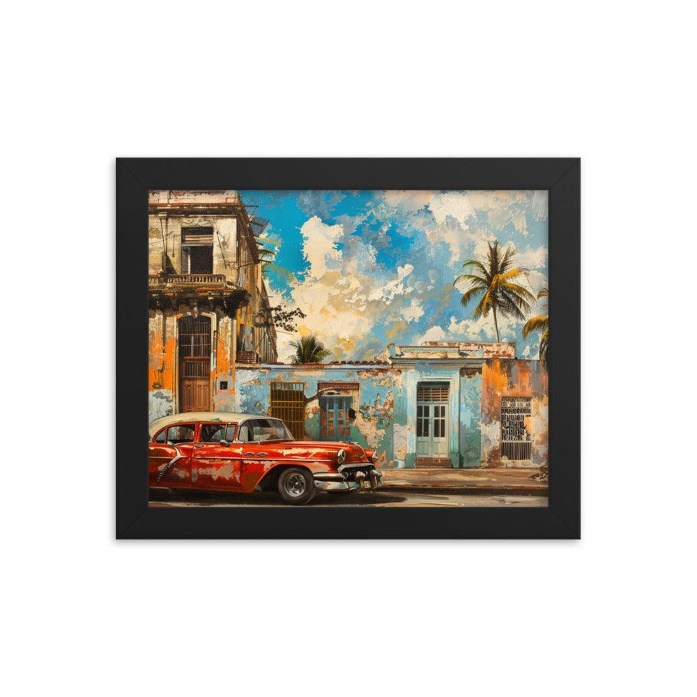 Cuba Classic Car and Historical Buildings Street Scene Framed Poster - Oh Posters