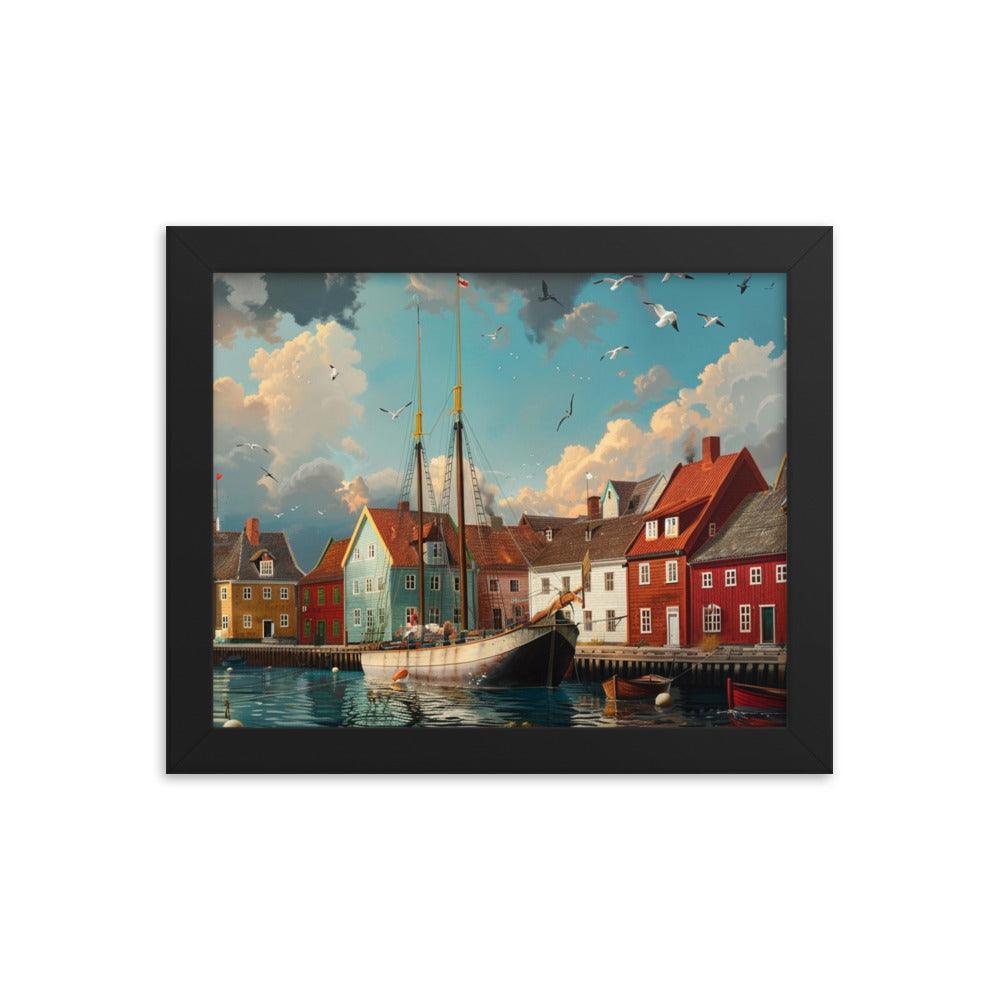 Historic Danish Seaport Denmark Digital Art Framed Poster - Oh Posters