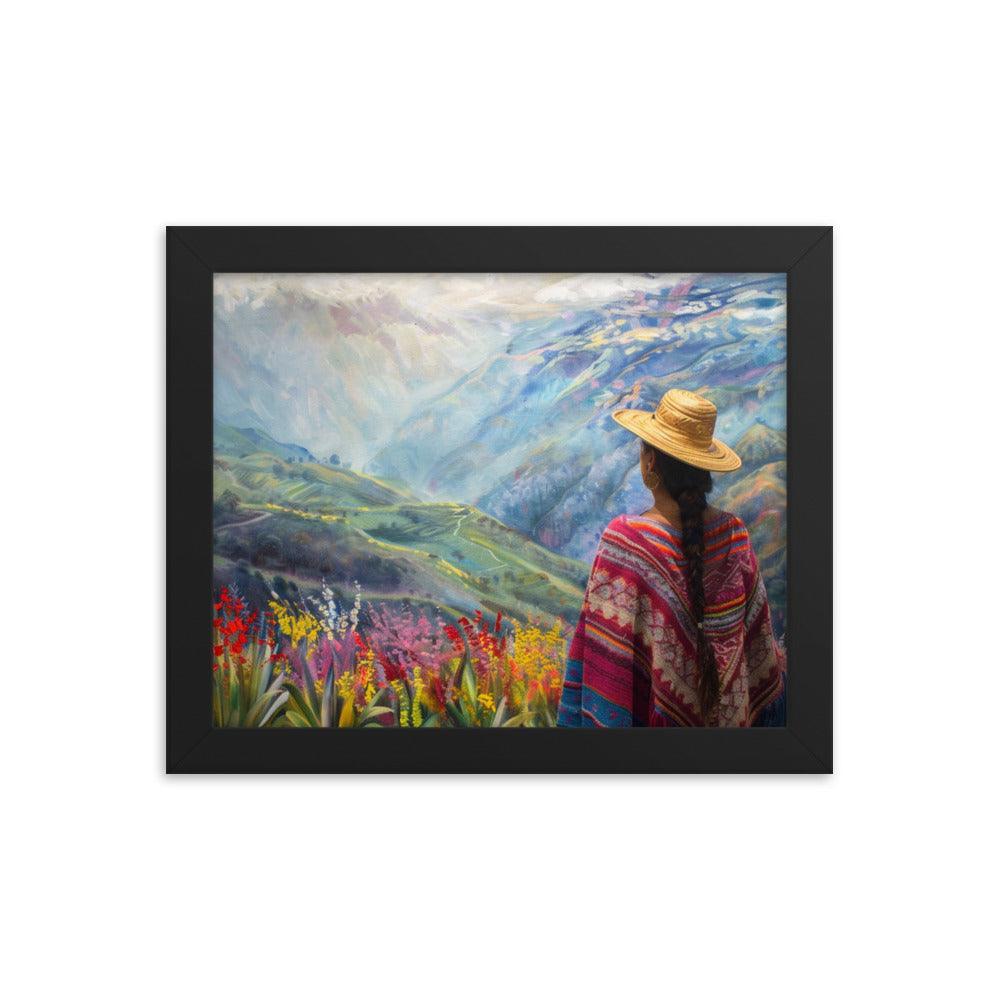 Ecuador Highlands Woman Scenic Painting Framed Poster - Oh Posters