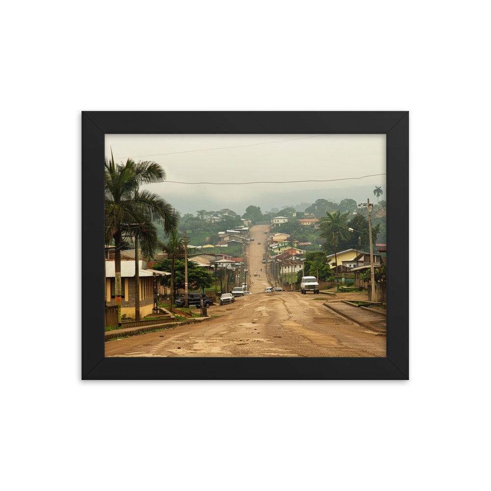 Equatorial Guinea Misty Town Street View Framed Poster - Oh Posters