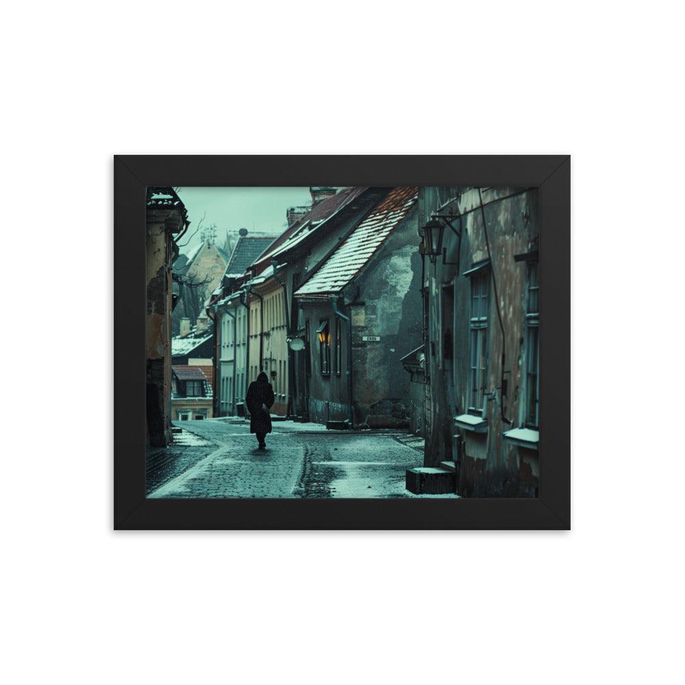 Estonia Winter Evening in Old Town Framed Poster - Oh Posters