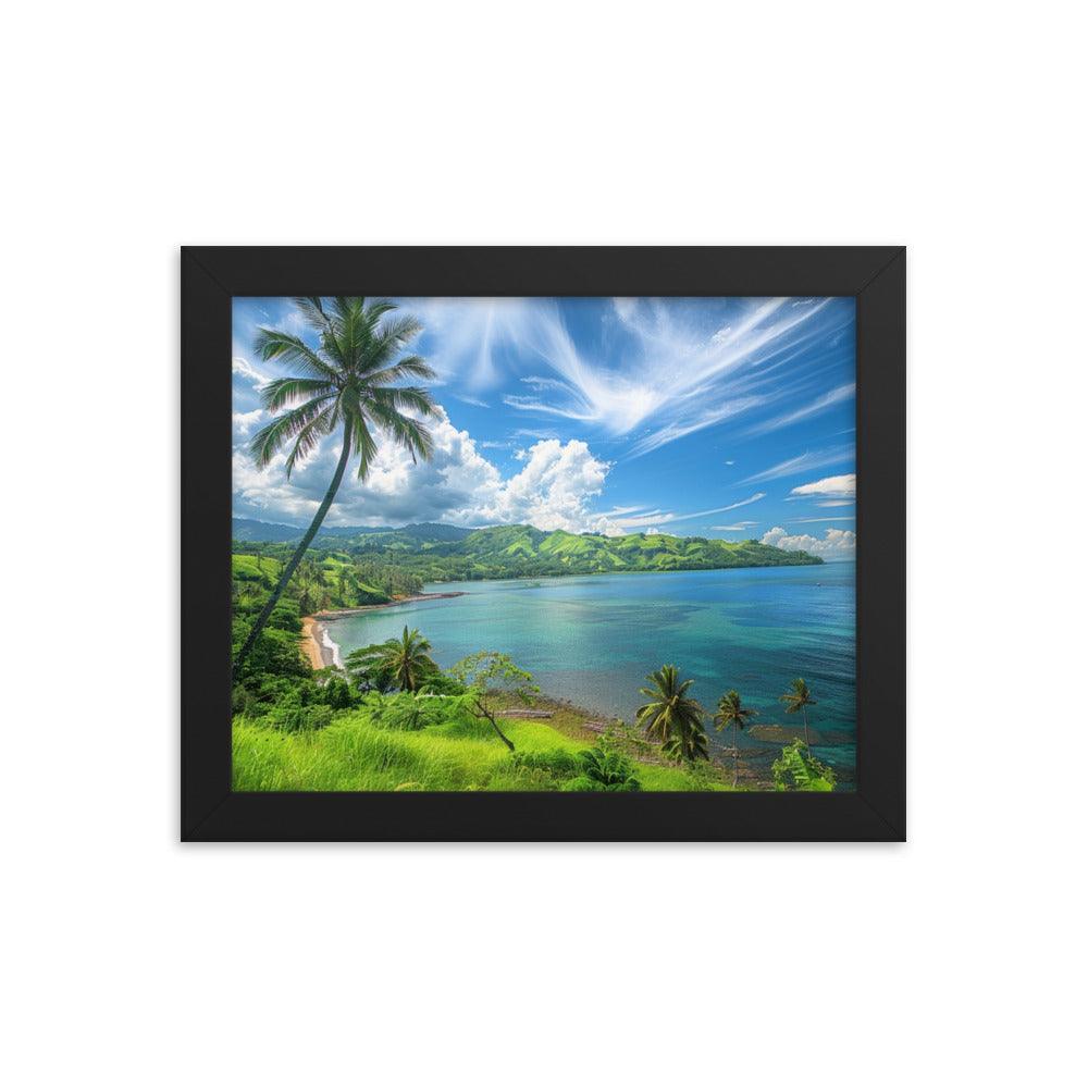 Fiji Tropical Beach Paradise Scenic Landscape Framed Poster - Oh Posters