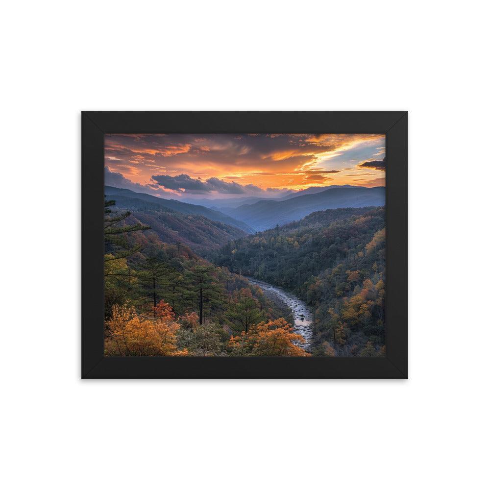 Georgia Sunset Over Mountain Valley Framed Poster - Oh Posters