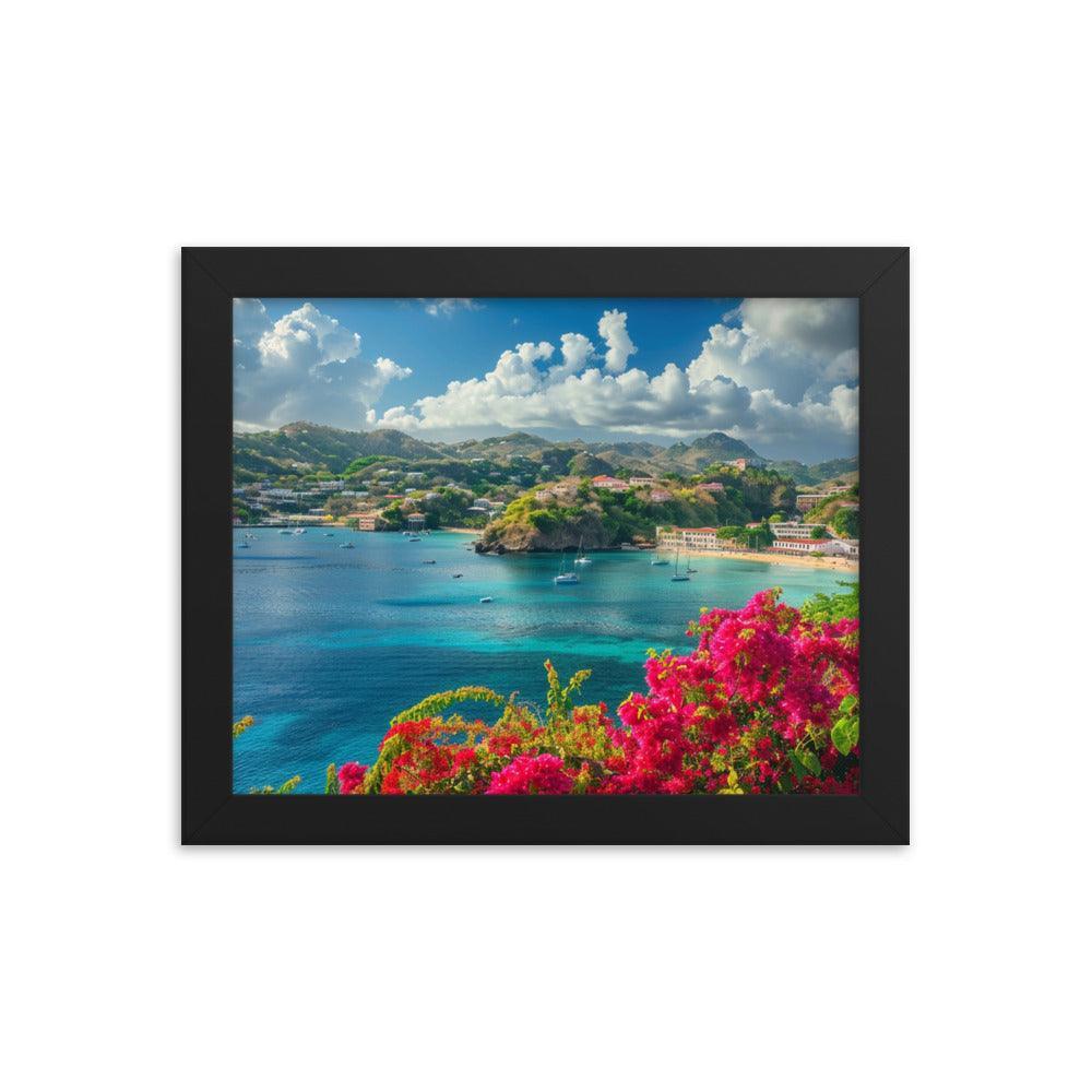 Grenada Tropical Bay Lush Hillside Framed Poster - Oh Posters