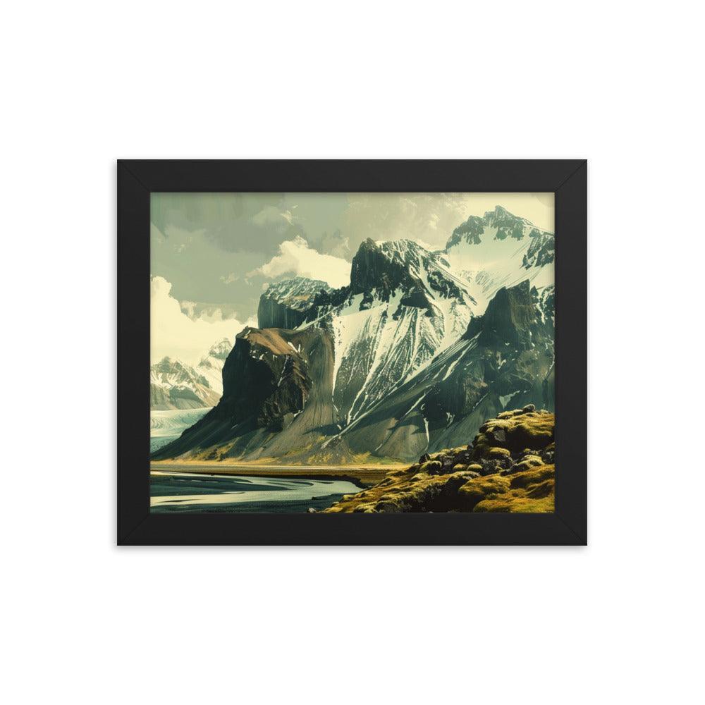 Iceland Dramatic Snowy Peaks Landscape Framed Poster - Oh Posters